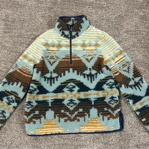 Multicolor Patterned Zip Up Fleece